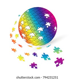 3d puzzle globe design  
Colorful shiny puzzle vector illustration  Eps 10 