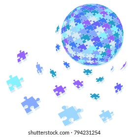 3d puzzle globe design  Colorful shiny puzzle vector illustration  Eps 10 