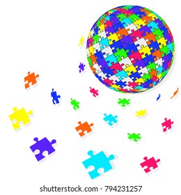 3d puzzle globe design  
Colorful shiny puzzle vector illustration  Eps 10 