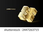 3D puzzle gold illustration vector