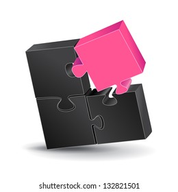 3D Puzzle - Isolated On White Background - Vector Illustration, Graphic Design - Editable For Your Design. Puzzle Logo
