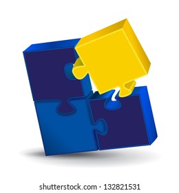 3D Puzzle - Isolated On White Background - Vector Illustration, Graphic Design - Editable For Your Design. Puzzle Logo
