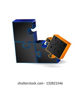 3D Puzzle - Isolated On White Background - Vector Illustration, Graphic Design - Editable For Your Design. Puzzle Logo
