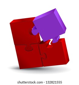 3D Puzzle - Isolated On White Background - Vector Illustration, Graphic Design - Editable For Your Design. Puzzle Logo