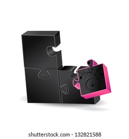 3D Puzzle - Isolated On White Background - Vector Illustration, Graphic Design - Editable For Your Design. Puzzle Logo