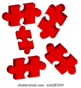 3D puzzle isolated on white background. Vector illustration.