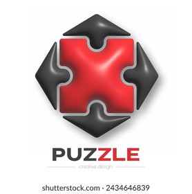 3d puzzle logo. A template for an emblem, sticker, or brand. An idea for a social network, community, website or application