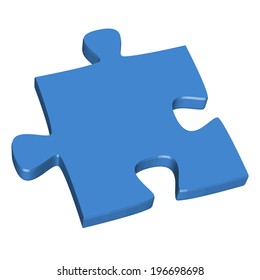 3D puzzle piece blue