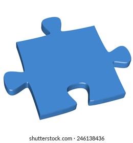 3D puzzle piece blue