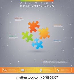 3D Puzzle piece infographics . Can be used for web design , diagram, for workflow layout .