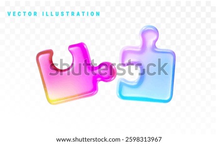 3d puzzle. Realistic plastic puzzle piece icon design. Vector illustration