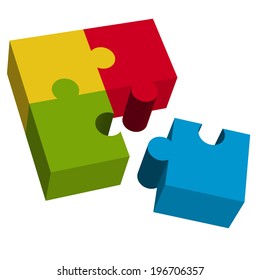 3D puzzle square with loose part