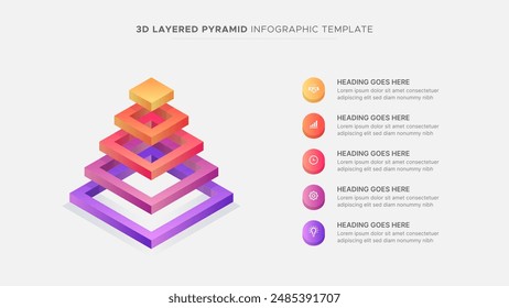 3D Pyramid with 5 Layers Business Infographic Design Template