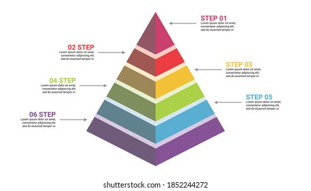  3D Pyramid 6 Steps Infographic . This infographics is very ideal for any business presentations