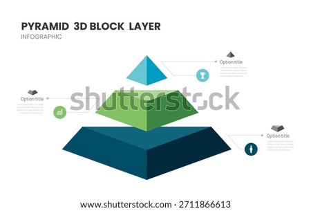 3d pyramid block layers business infographic template with 3 steps template.
