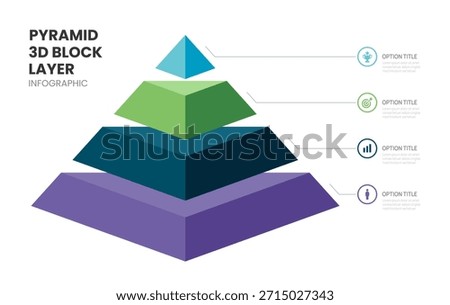 3d pyramid block layers business infographic template with 4 steps template.