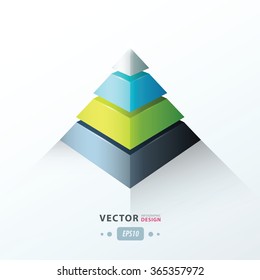 3D pyramid business Infographic green blue gray color