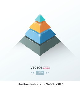 3D pyramid business Infographic  orange, blue and black