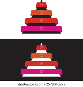 3D Pyramid Chart Infographic Design for Business Analytics - Profit Analysis, Revenue Reports, Research, and Custom Icons