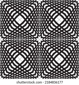 3d pyramid effect black and white striped abstract repeat pattern with crossing lines forming chequered squares