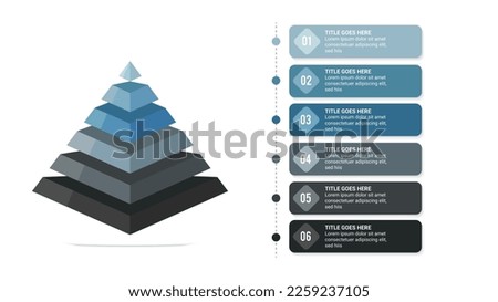 3D Pyramid Hierarchy Infographic Template Design with 6 Layers