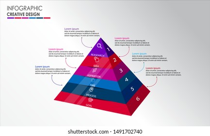 3D pyramid Infographic design vector and marketing icons can be used for workflow layout,  business concept, presentations banner, process diagram, flow chart, annual report, info graph