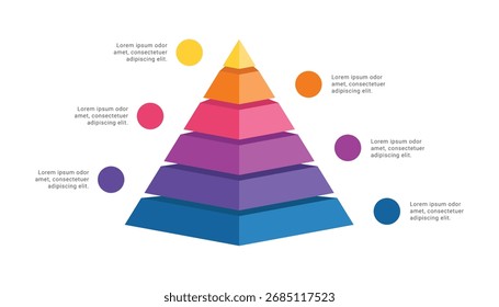 3d pirâmide infográfico modelo design com 6 níveis