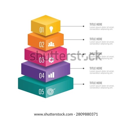 3D Pyramid Infographic Template Vector – 5 Levels Business Hierarchy Diagram Layout