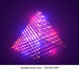 3d pyramid of luminous lines. abstract vector set