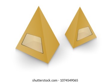 3d pyramid package, box, product design,Vector illustration. box design, packaging box, 3d mockup, cardboard