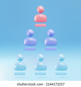 3d Pyramid Scheme Or Referral System Icon. Vector Illustration.