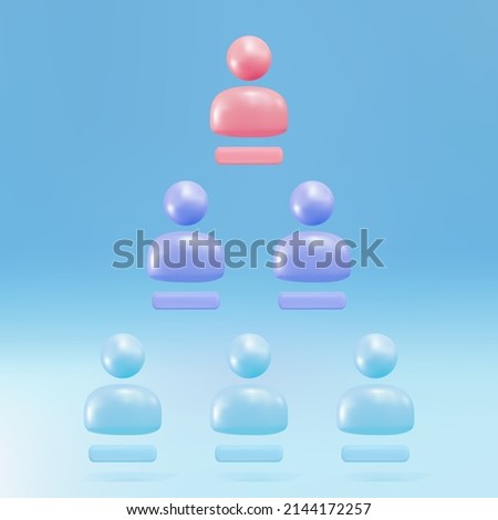 3d Pyramid scheme or referral system icon. Vector illustration.