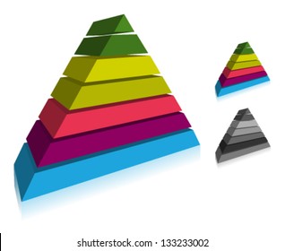 3d Pyramidal Layered Vector Icon in perspective