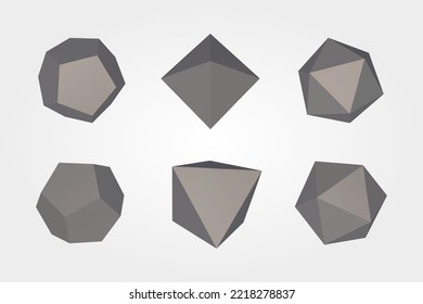 3D pyramids and pentagons set vector illustration.