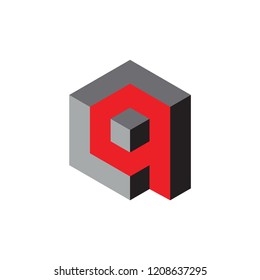 3D Q letter with cube logo design