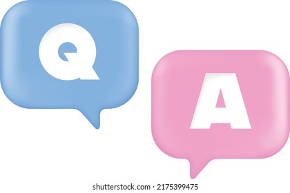 3d q and a or question and answer symbols with bubble speech.