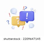 3d QA Speech bubble with question and exclamation mark icon. Talk message box with question sign. FAQ symbol concept. Contact us. 3d vector render free to edit. Vector illustration. Ask a question