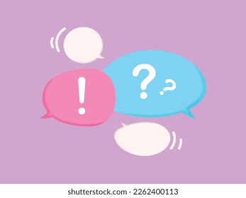 3d QA Speech bubble with question and exclamation mark icon. Talk message box with question sign. FAQ symbol concept. Contact us. 3d vector render free to edit. Vector illustration. Ask a question