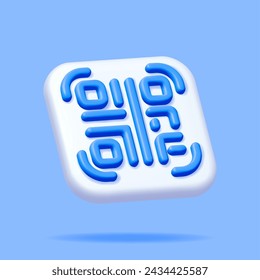 3d QR Code Icon Isolated. Render Modern QR Code Symbol. Concept of Online Shopping. Advertisement, Marketing and Promotion. Scan Code for Verification, Payment or identification. Vector Illustration