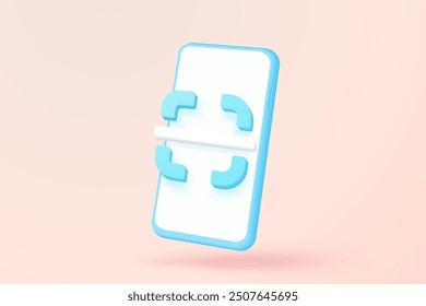 3d qr code icon scan for pay online shopping, shop special offer promotion on mobile phone cyberspace. Qr code buttons scan verification identity. 3d coding reading icon vector render illustration