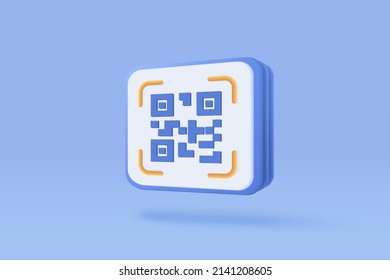 3d qr code scanning for online shopping concept, shopping special offer promotion and marketing of the smartphone. Qr code scan verification website. 3d vector render isolated blue pastel background