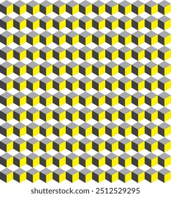 3D quadrilaterals arranged together in perfect order. There is yellow attached to it.