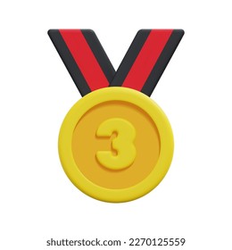 3d quality guarantee medal with star and ribbon icon vector. Isolated on white background. 3d prize, winner and award concept. Cartoon minimal style. 3d badge icon vector render illustration.