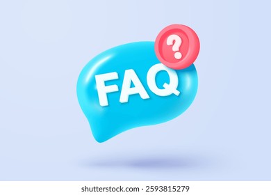 3d question answer sign or problem icon. speak bubbles question mark sign or ask FAQ and QA answer solution information. 3d answer speech bubbles icon vector render illustration