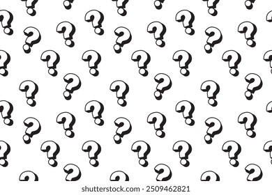 3d Question mark black and white seamless pattern.
Seamless flat 3d question mark sign background or pattern