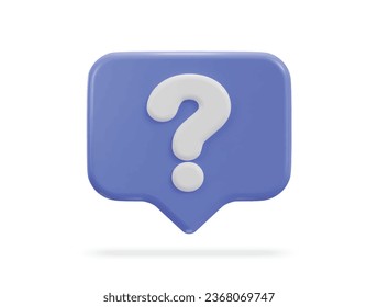 3d question Mark in Bubble Speech Sign Icon