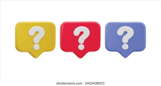 3d question Mark in Bubble Speech Sign Icon set