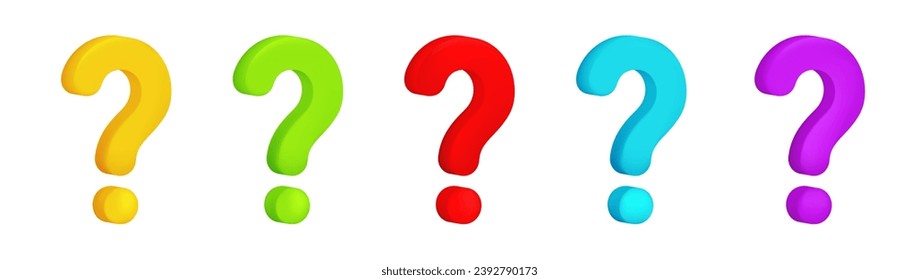 3D question mark cartoon child icon. Colored exclamation mark