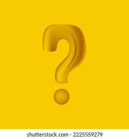 3d question mark icon. Help symbol. FAQ sign on yellow background. vector. Quiz symbol.