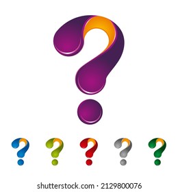 3d Question mark icon logo Design Template. Question mark in different colors set